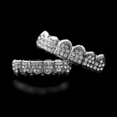 Hip-hop diamond-encrusted and gold-plated teeth grillz