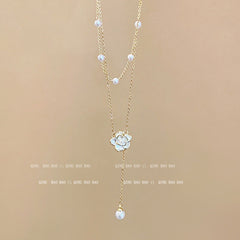 Titanium steel pearl clavicle necklace