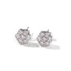 Hip Hop diamond-encrusted 925 silver stud earrings