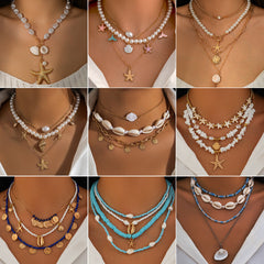 starfish necklace pearl shell necklace