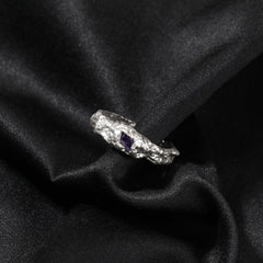 Hip-Hop 925 Silver Ring with Purple Zircon