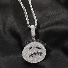 Hip-hop cartoon zircon spiky-head avatar necklace
