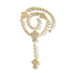 Hip Hop Beaded Zirconia Cross Necklace