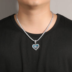 Customized photo heart shape pendant couple necklace