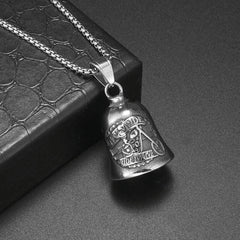 Red Cross Silver-Plated Wings Motorcycle Bell Pendant Necklace