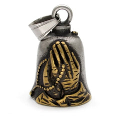 Red Cross Silver-Plated Wings Motorcycle Bell Pendant Necklace