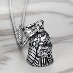 Red Cross Silver-Plated Wings Motorcycle Bell Pendant Necklace