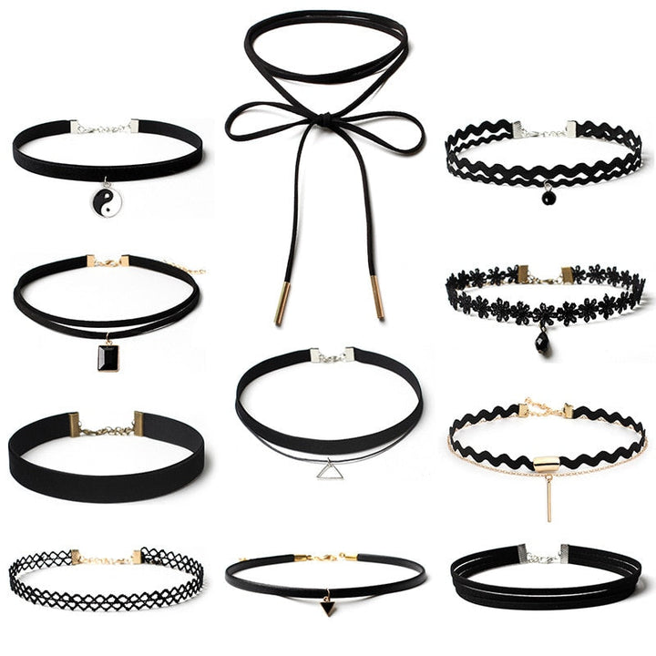 Velvet Choker Necklace for Women Lace Necklace with Pendants Gothic Girl Neck Jewelry