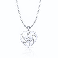 Personalized Mother Name Necklace With Text Custom Heart Pendant Necklace