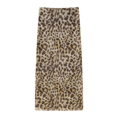 Leopard Print Wrapped Suit Backless Sleeveless Tops Skirts