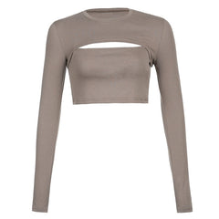 Sexy Hollow Knit Top Sweater Women Party Navel Slim Ribbed Summer Lady Shirts