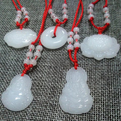 Buddhist Woven Necklace Lotus Guanyin jade Buddha Pendant Long Life Lock Pendant Lucky Necklace