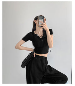 Fashion Hooded T-shirts Women Summer Tight Short Sleeve Y2k Tees Gray Crop Tops Female