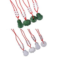 Buddhist Woven Necklace Lotus Guanyin jade Buddha Pendant Long Life Lock Pendant Lucky Necklace