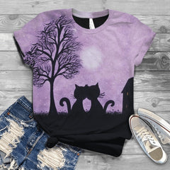 Women Summer Short Sleeve Digital 3D Cat Printed O-Neck Tops T Shirt Femme T-Shirts