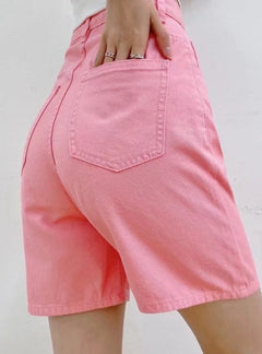 Jeans Shorts Summer High Waist Pockets Female Wide Leg Denim Shorts