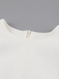 Summer Puff Short Sleeve Dress O-neck Office Lady Solid Color A-line Dress