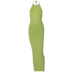 Halter Bandage Sleeveless Backless Shirring Draped Maxi Dress Sexy Streetwear