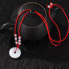 Buddhist Woven Necklace Lotus Guanyin jade Buddha Pendant Long Life Lock Pendant Lucky Necklace