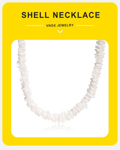 Natural Square Irregular Shell Beaded Chain Necklaces