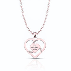 Personalized Mother Name Necklace With Text Custom Heart Pendant Necklace