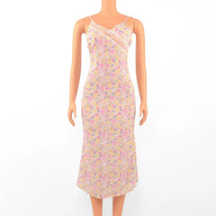 Print Sleeveless Strap Backless Lace Bodycon Dress