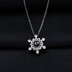 Pendant Custom Photo Flower Necklace 925 Silver Romantic Gift For Girlfriend