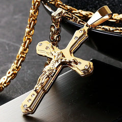 mens gold Jesus Christ Holy chain necklace