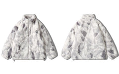 Parkas Winter Jacket Streetwear Tie Dye Fuzzy Fluffy Thicken Warm Padded Coats