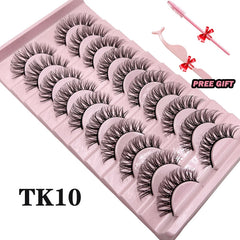Strip Lashes 10-pairs Fluffy Mink Lashes 3D False Volume Eyelashes