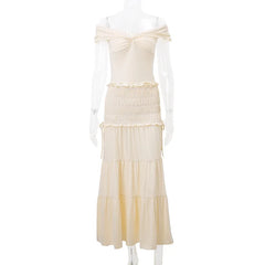 2 Piece Set Women Vacation Ruffle Beach Holiday Outfits