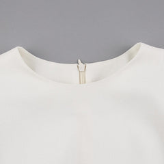 Summer Puff Short Sleeve Dress O-neck Office Lady Solid Color A-line Dress