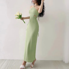 Knitted Long Sleeve Slim Mini Fairycore Slash Neck Dress