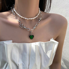 Metal Love Heart Cupid Pendants Female Clavicle Chain Light Luxury Niche Design Necklace