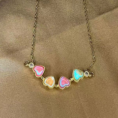 Lucky Four Leaf Clover Necklace 4-in-1 Wearing 2 Sides Heart Love Pendant
