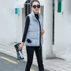 Women Vest Mandarin Collar Sleeveless Short Coat Women Plus Size 2021 Autumn Winter