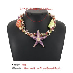 Starfish Shell Charm Choker Necklace