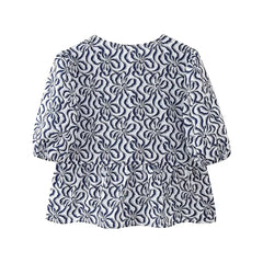 Leopard Blouse Puff Sleeve Crop Top Women's Summer Clothing