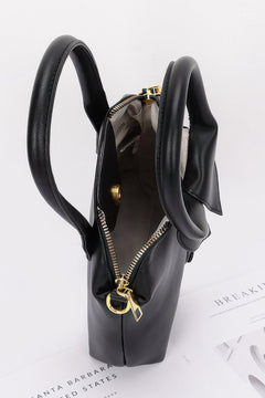Faux Leather Shirt Style Top Handle Bag