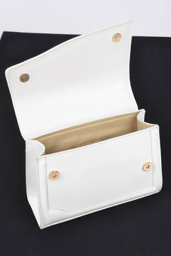 Enamel Faux Leather Top Handle Bag