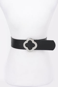 Rhinestone Metal Buckle Metallic Stretch Belt