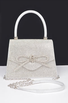 Rhinestone Ribbon Top Handle Bag