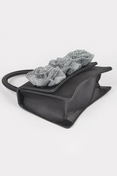 Faux Leather Rhinestone Hot Fix Flower Bag