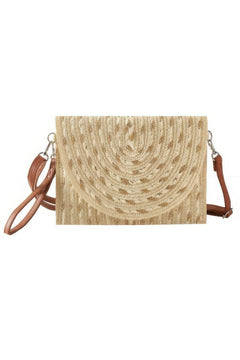 Gold Threads Mixed Color Straw Clutch Crossbodybag