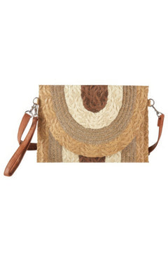 Metallic Lined Multicolor Straw Clutchcrossbodybag