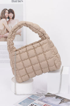 Quilted Faux Leather Padded Handle Bag