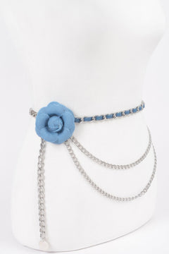 Flower Metal Double Layered Chain Belt