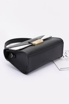 Faux Leather Two Tone Flap Bag