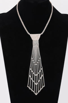 Rhinestone Necktie Necklace