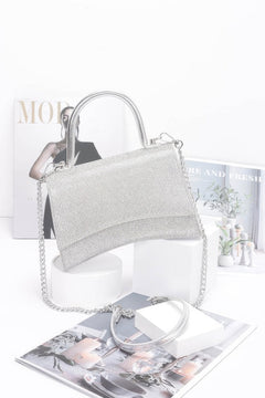 Rhinestone Top Handle Flap Bag